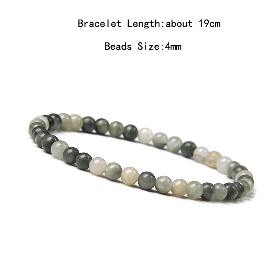 4mm Quartz Agate Bead Natural Stone Beaded Bracelet Lava Rock Tiger Eye Black Onyx Crystal Women Men Yoga Healing Chakra Jewelry