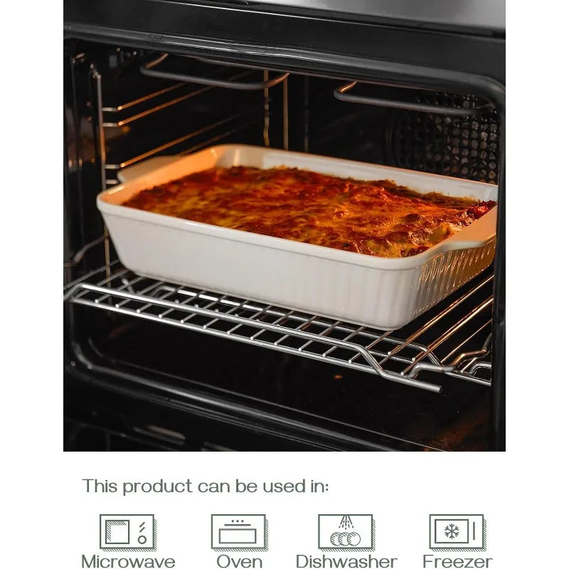 1PC Ceramic Baking Dish, Available in 3 Sizes Lasagna Pan Deep for Oven, with Handles,Oven Safe and Durable Bakeware for Lasagna