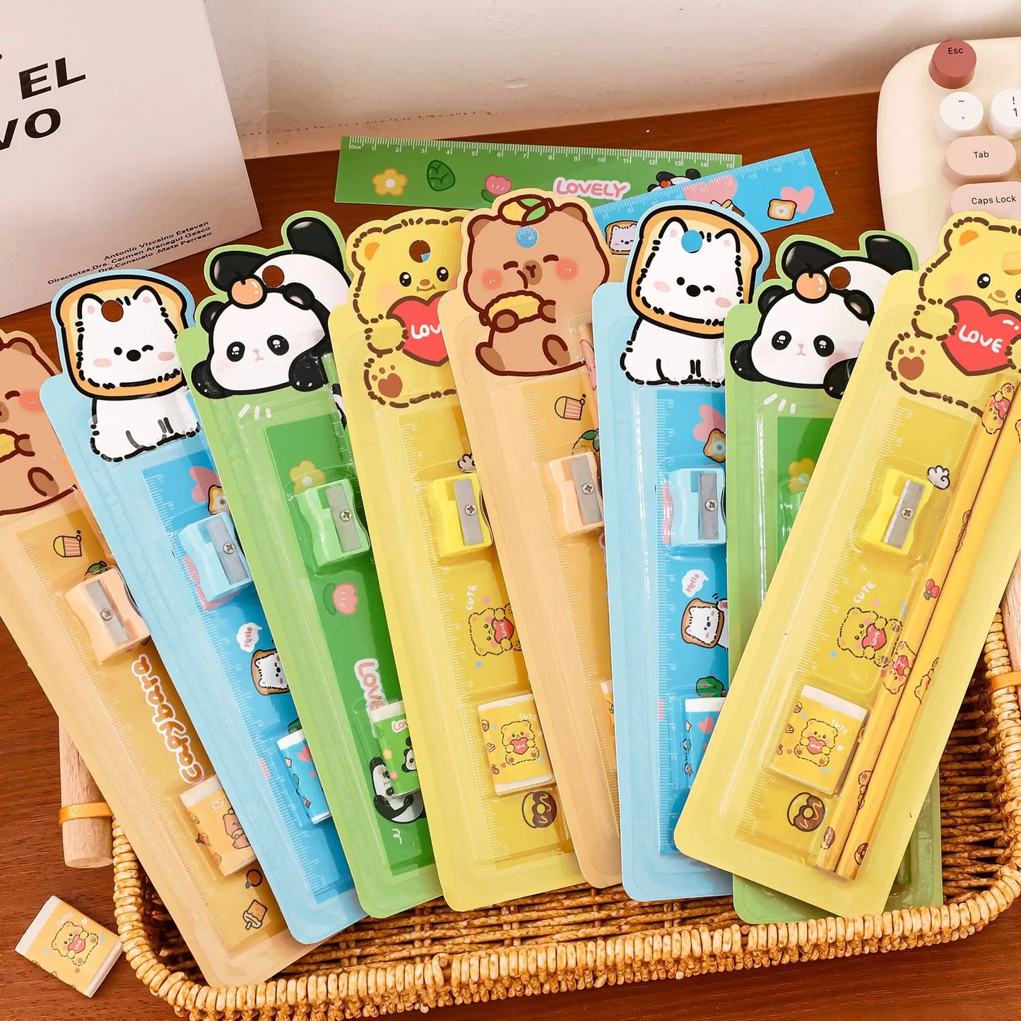 5Pcs Cartoon Stationery Set Christmas Gift Children Writing Tools Learning Supplies Prizes Gift Office School Art Drawing Pencil
