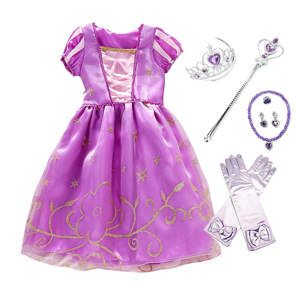 Baby Girl Rapunzel Costume Children Sleeping Beauty Belle Sofia Dress Kids Halloween Carnival Party Princess Dress Girl Disguise
