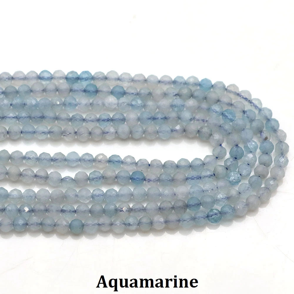 2 3mm Natural Faceted Amethyst Garnet Tourmaline Gem Stone Beads Round Mineral Bead for Jewelry Making DIY Bracelet Accessories