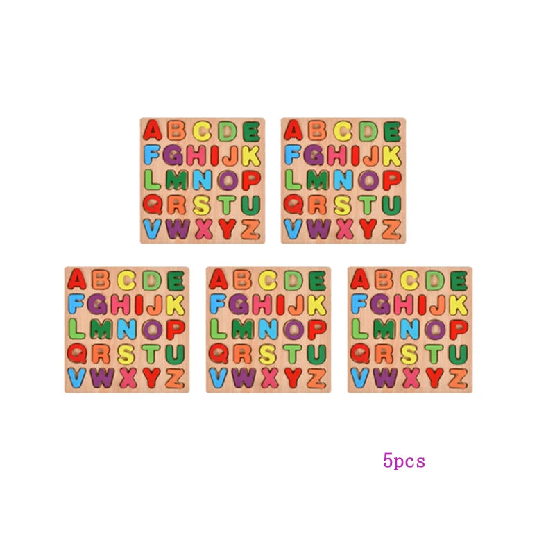 Colorful Alphabet Number Wooden Puzzles Kids Intelligent Matching Game Preschool Children Early Educational Toys