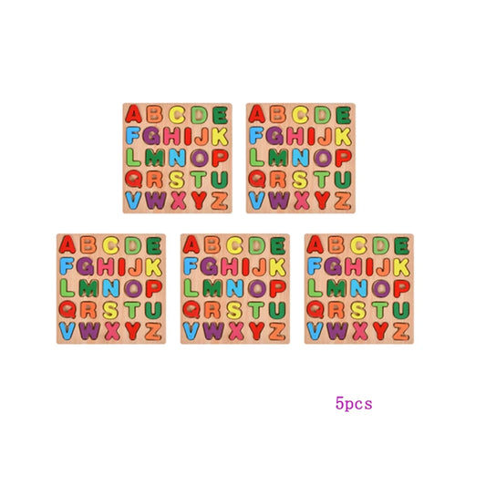 Colorful Alphabet Number Wooden Puzzles Kids Intelligent Matching Game Preschool Children Early Educational Toys