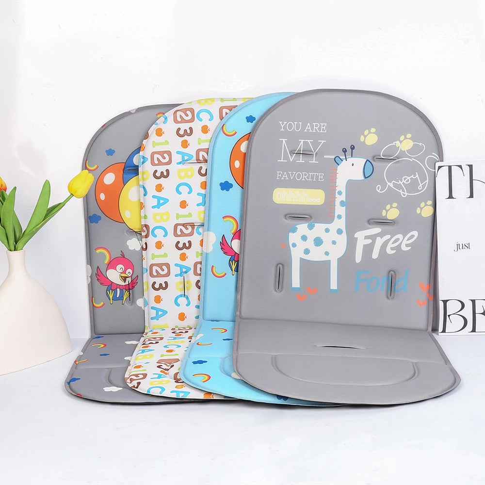Stroller Cushion Summer Cartoon Seat Pad All-Season Universal Thin Pushchair Pad High Chair Seat Cushion With Back Support