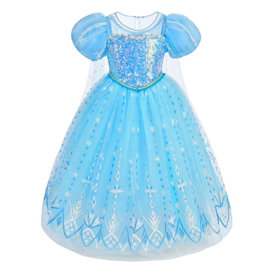 Girls Princess Dress Kids Cinderella Snow White Aurora Sofia Rapunzel Cinderella Halloween Costume Children Birthday Party Dress