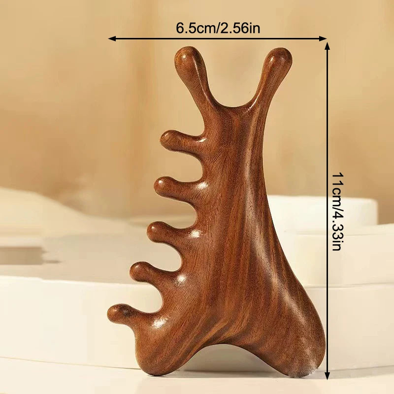 Multifunctional Meridian Wooden Massage Head Health Comb Guasha Point Comb Sandalwood Large Wide Tooth