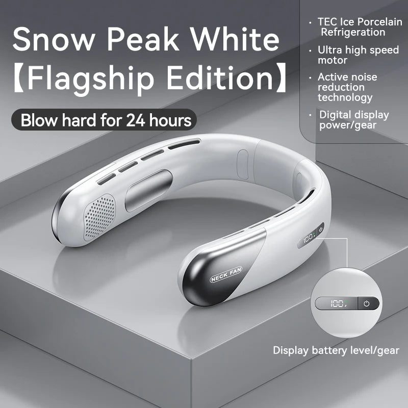 Lenovo Hands Free Neck Fan Portable USB Rechargeable Bladeless Cooling Fan Quiet Wearable Fan For Summer Travel Mini Long Endur