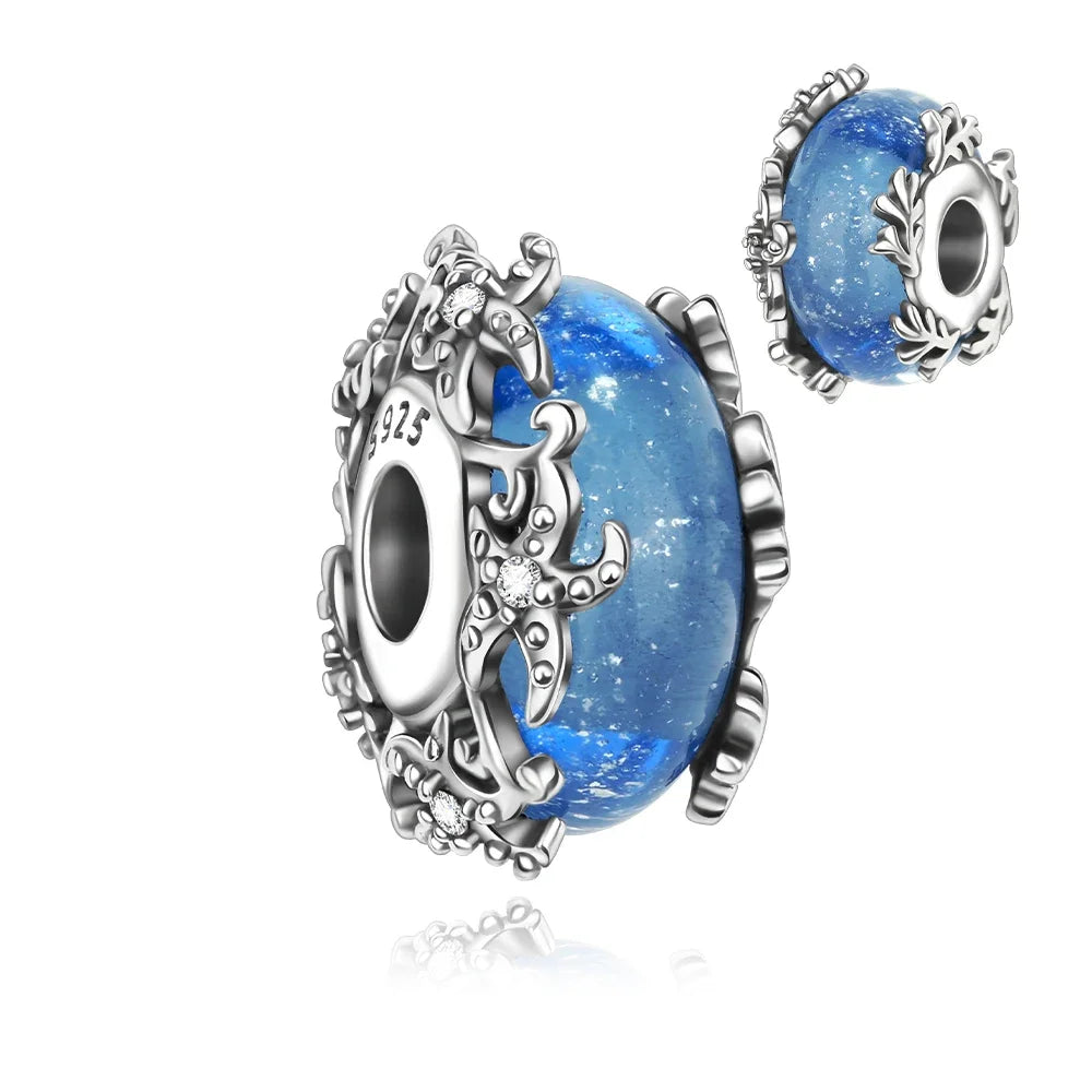 2025classic 925 Sterling Silver Colored Flower Leaf Cosmic Rainbow Murano Glass Charms Beads Fit DIY Bracelet Women Jewelry Gift