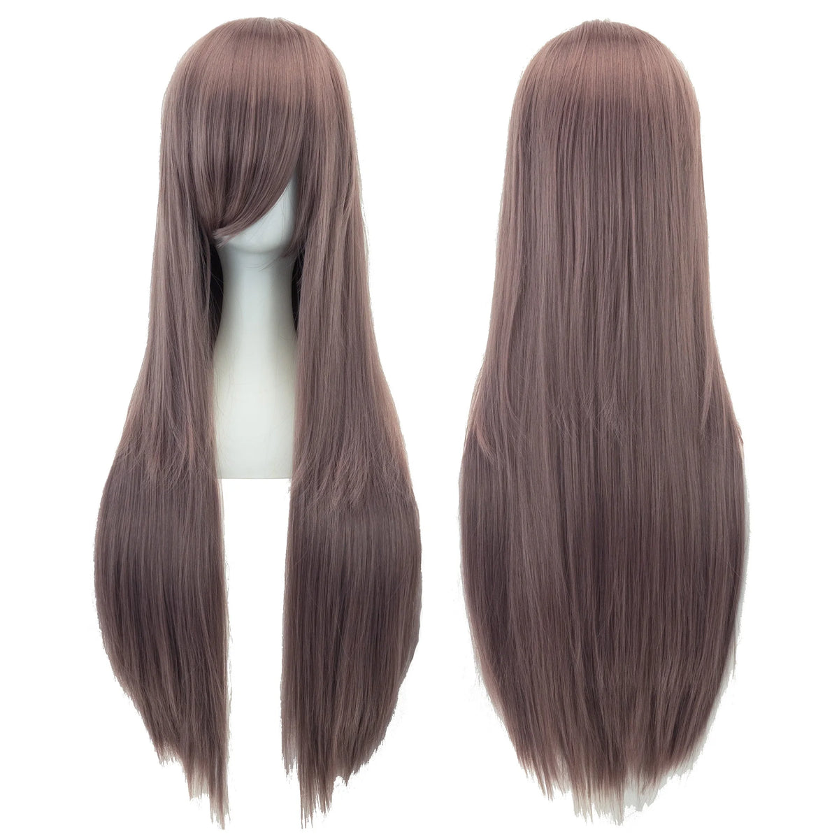 Soowee 80cm Long Synthetic Hair White Purple Cosplay Wigs Party Black Hair Straight Wig Hairpiece for Women