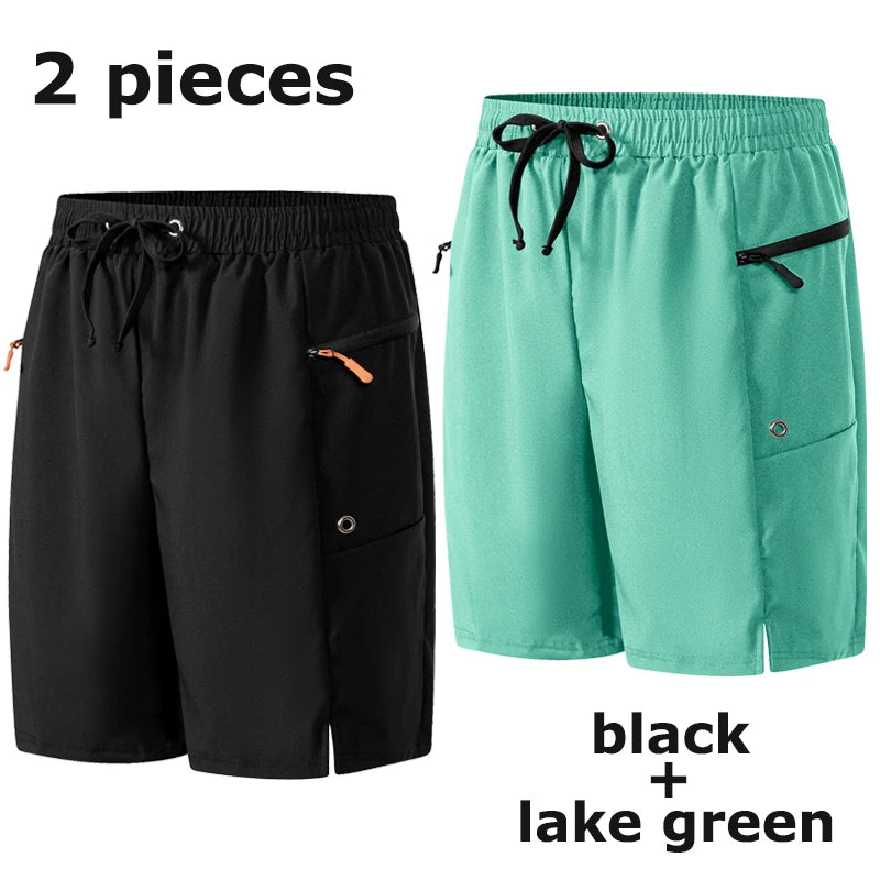 Mens Summer Beach Shorts with Zipper Pockets Quick Dry Board Shorts with Mesh Liner Swim Trunks Swimwear Swimsuit Bathing Suit