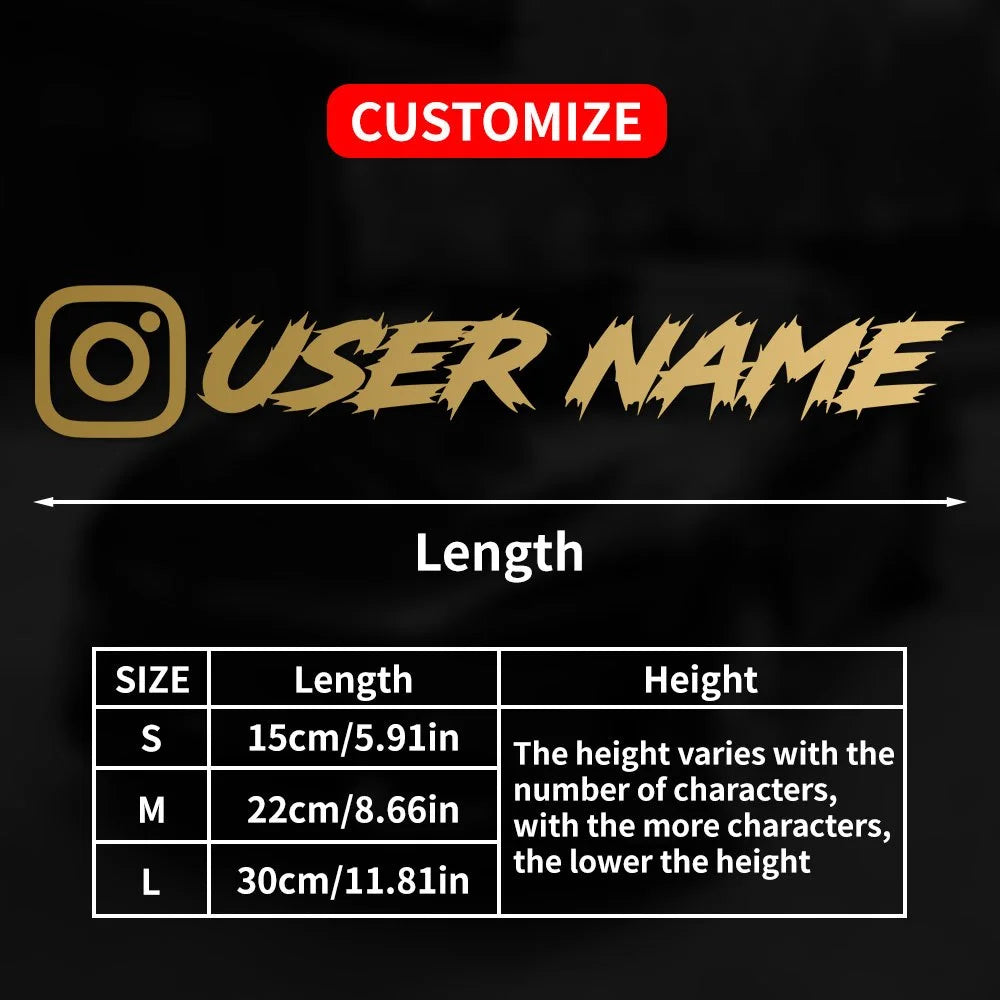1PC Custom Car Sticker Instagram Cool Fonts Waterproof DIY Vehicle Window Motorcycle Bicycle Scooter Helmet Durable Vinyl Decals