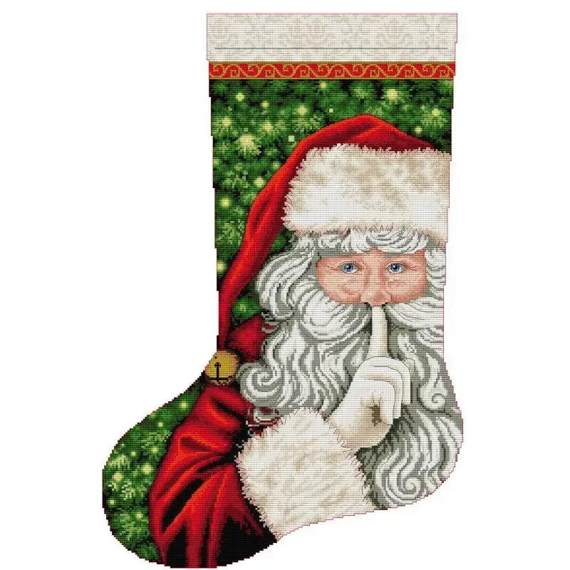 Christmas Stocking Series NKF Cartoon Pattern Cross Stitch Kit 14 16 11CT White Count Canvas Set DIY Embroidery Home Decor Gifts
