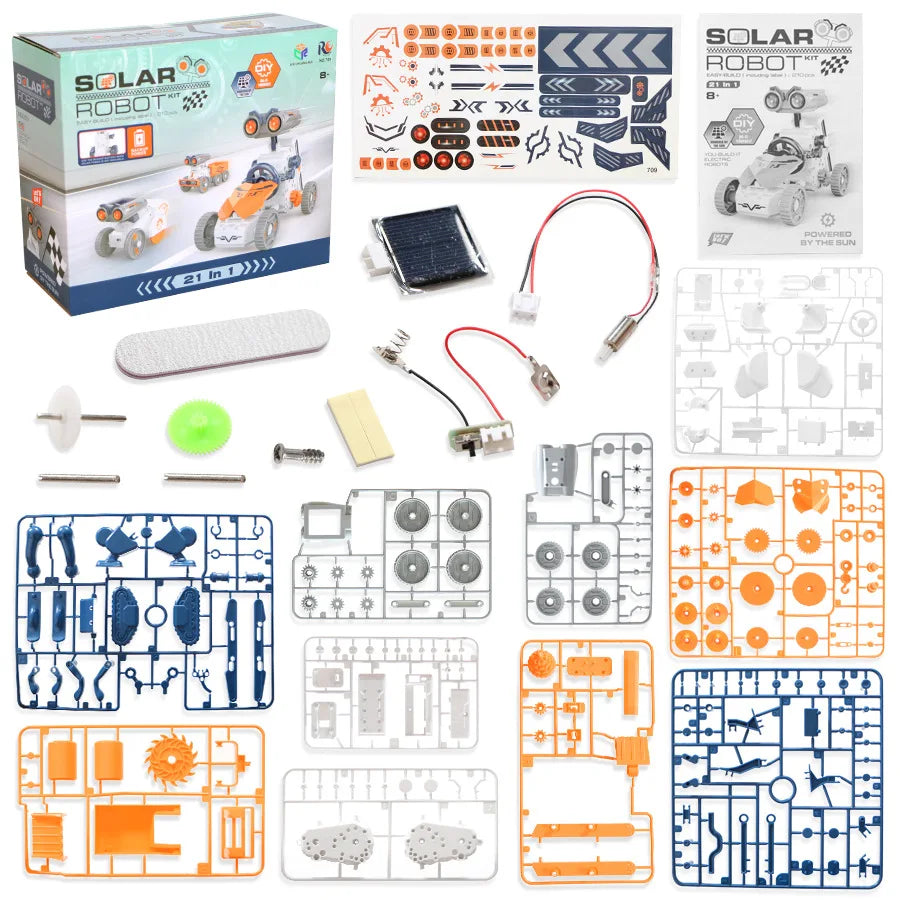 21 IN 1 STEM Solar Robot Kit Toy Boy Girl DIY Building Science Experiment Kids Building Electric Solar Robots Toys Birthday Gift