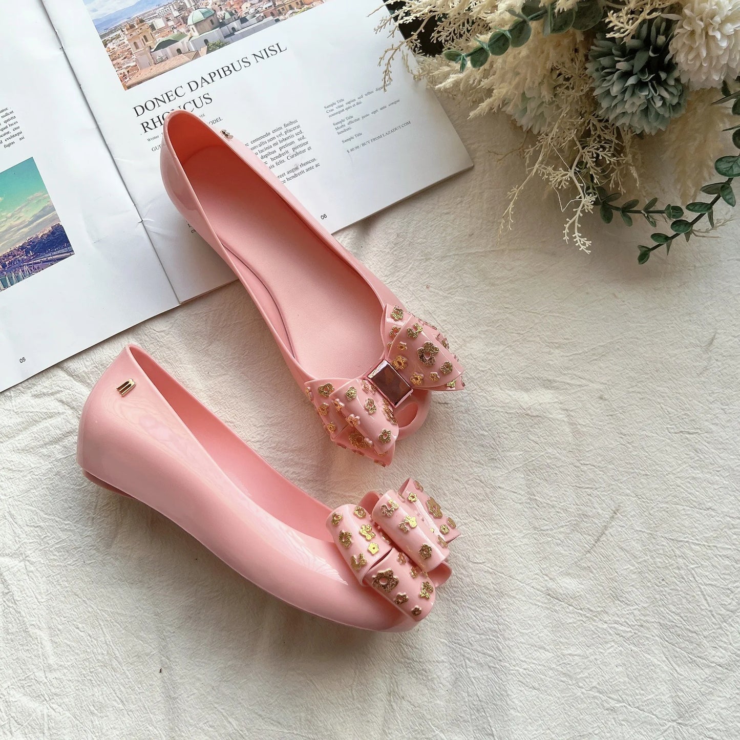 Newest Hot Style Girl Classical Jelly Shoes Princess Mommy & Me Summer Sandals PVC Bowknot Children Beach Shoes HMI087