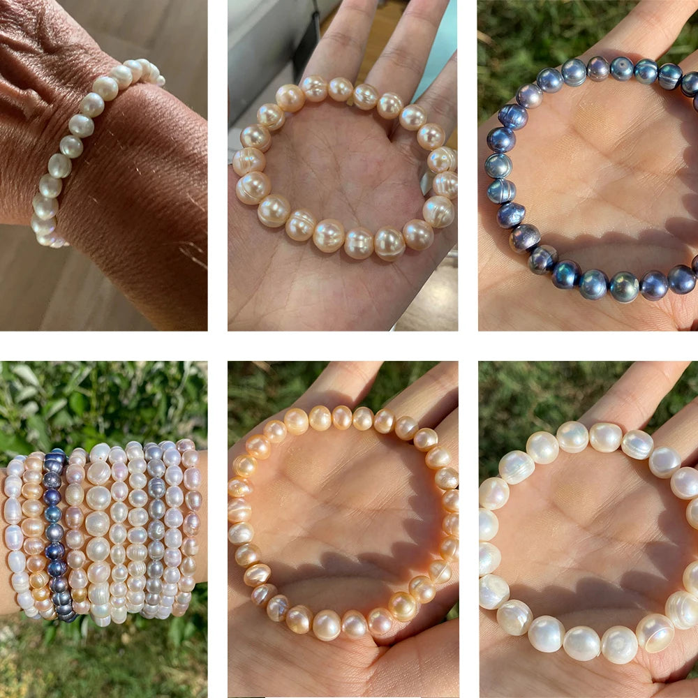 2024 New Natural Freshwater Pearl Stretch Bracelet Elegant Retro Female Pearl Bracelet High Quality Jewelry Gift For Women