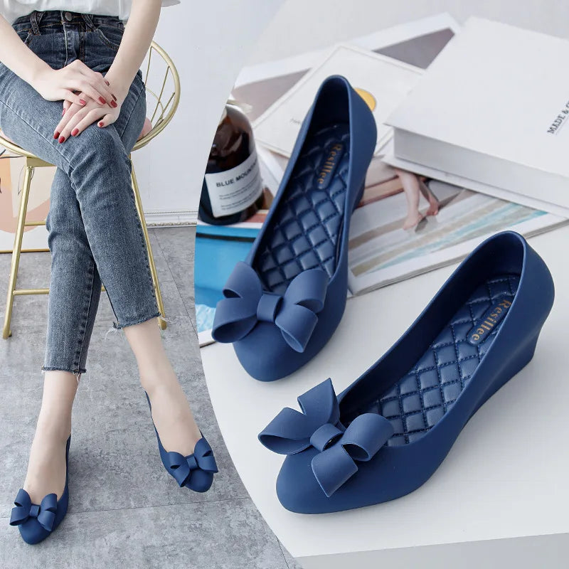 Casual Jelly Shoes Beach Sandal Woman Luxury Loafer Female Beige Shallow Mouth 2023 New Summer Platform Wedge Heels Autumn Black