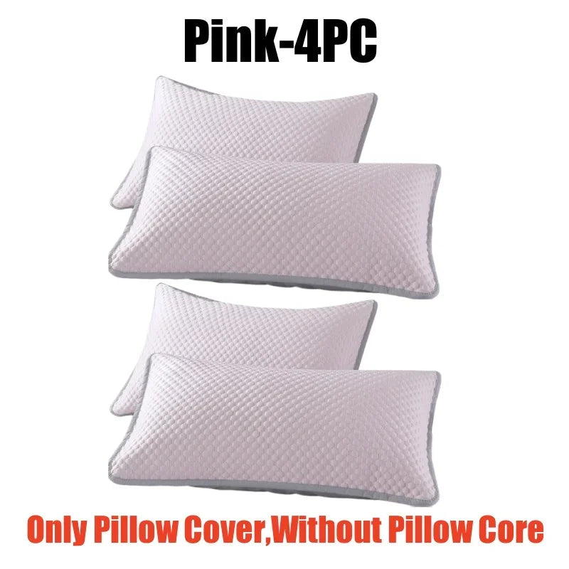 Cooling Ice Silk Pillowcase Solid Color Bean Fabric Summer Air Con Washable Home Use Plain Pillow Cover Without Pillow