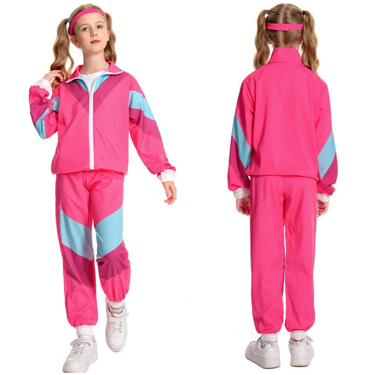 Fantasia 80s 90s Costume Girls Kids Children Disco Party Cosplay Boys Girls Hip-Hop Vintage Rock Halloween Carnival Clothes