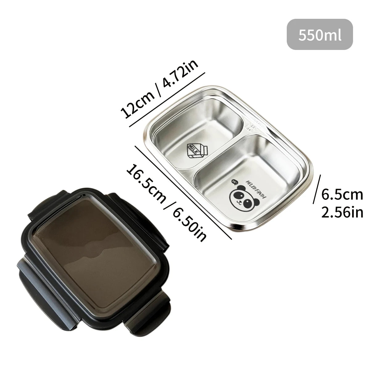 WORTHBUY 2/3 Grids 304 Stainless Steel Lunch Box Portable Leak-proof Food Container Large Capacity Bento Box For Students Adult
