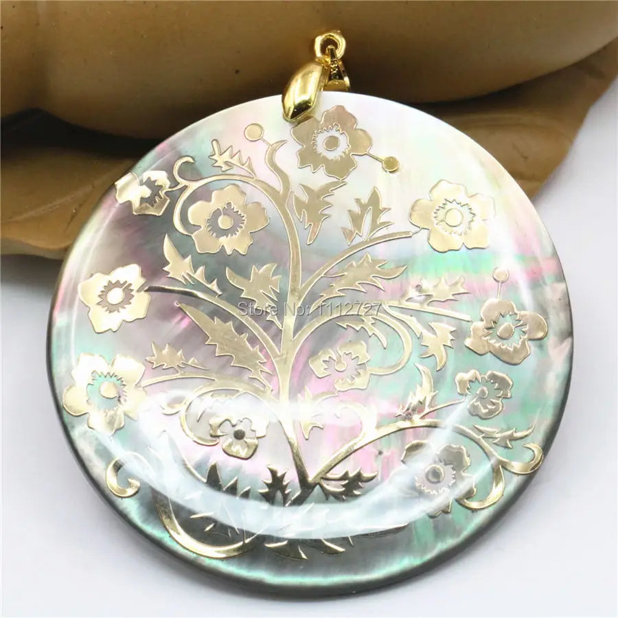 51mm Natural Accessories Multicolor Abalone Paua Sea Pearl Shells Pendant Flower DIY Christmas Women Girls Gifts Jewelry Making