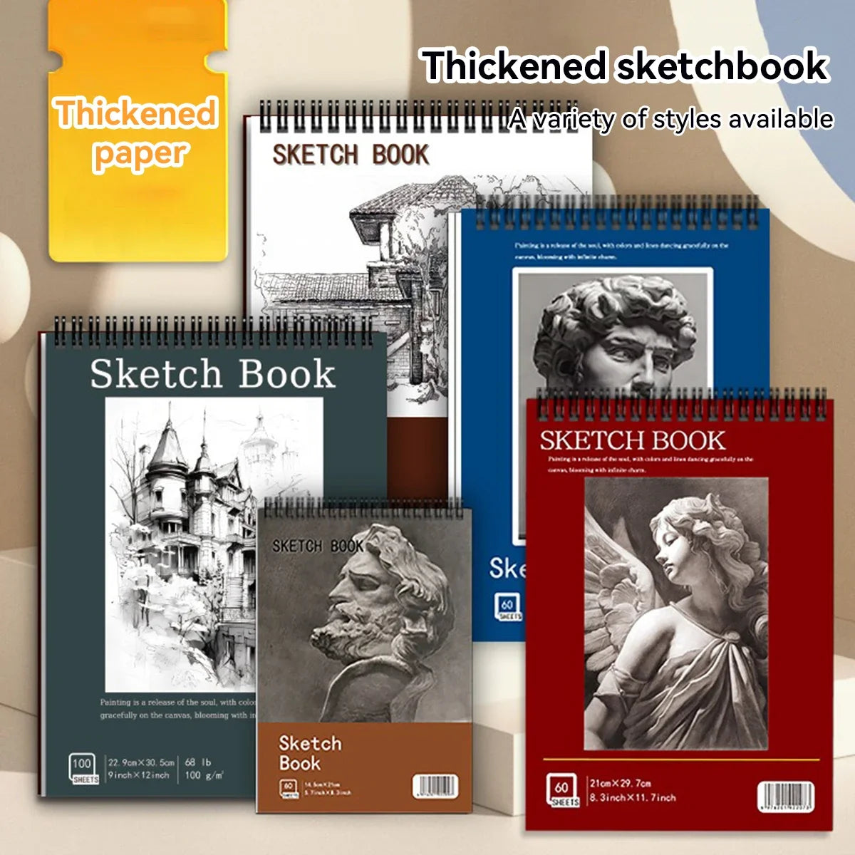 A3/A4/A5 Spiral Bound Artist Sketchbook Acid-Free Paper Drawing Pad for Art Students Professional Sketching Notebook Stationery