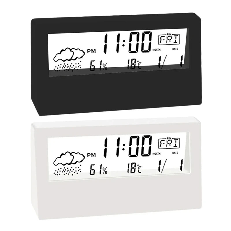Electronic Clock Temperature Humidity Meter Weather Station for Home With Alarm LED Thermometer Thermo-Hygrometer Multifunction