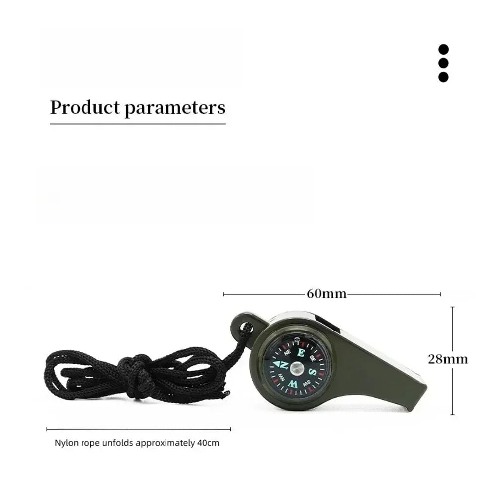3in1 outdoor emergency whistle with compass, thermometer, outdoor whistle, convenient to carry suitable for camping and hiking