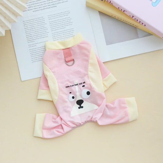 Dog Summer Four Leg Clothes Ice Silk Cool Pet Cool Clothes with Traction Rope Buckle Cooling Pet Clothes