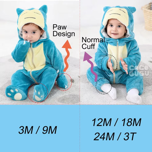 Anime Baby Romper pikachu Snorlax Onesie Newborn Boy Girl Clothes Flannel Soft Pajama Halloween Jumpsuit Kawaii Toddler Outfit