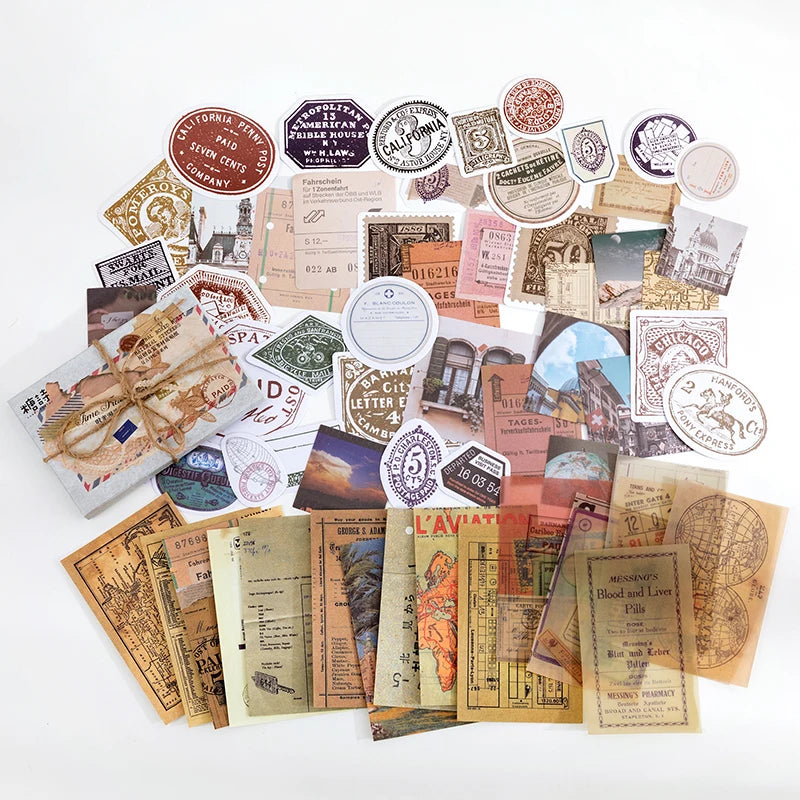 Yoofun 60pcs/pack Multi-Material Sticker Pack Vintage Mushroom Plants butterflies Stickers for Journal Scrapbooking Craft Making