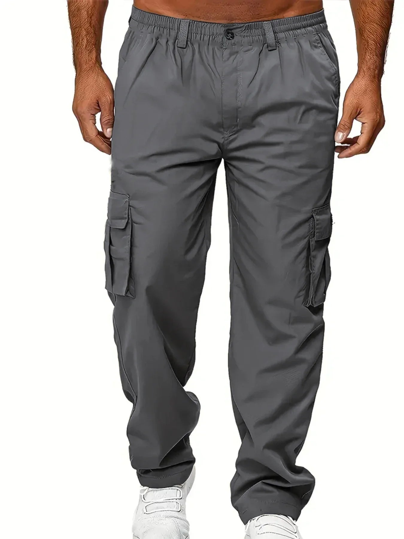 Men's Cargo Pants Sweatpants Outdoor Loose Straight Long Trousers Summer Casual Multi-Pocket Durable Workwear Male Trousers