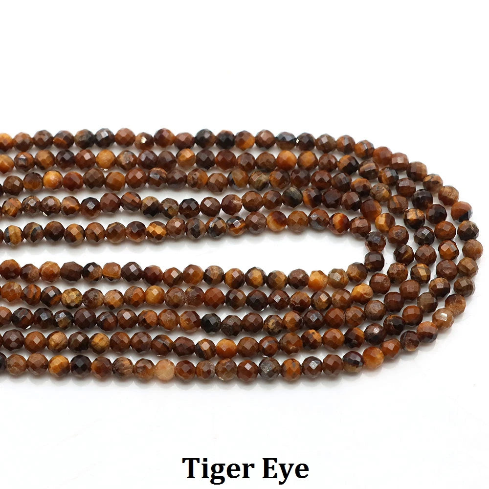 2 3mm Natural Faceted Amethyst Garnet Tourmaline Gem Stone Beads Round Mineral Bead for Jewelry Making DIY Bracelet Accessories