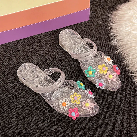 Korean version of flat shoes women's summer sandals wear fashion hole shoes, casual Internet celebrity crystal shoes jelly shoes