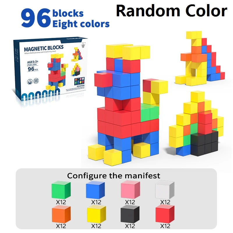 Magnetic Cubes Building Blocks Toys STEM Educational Construction Play Sensory Learning For Toddlers Kids Early Development