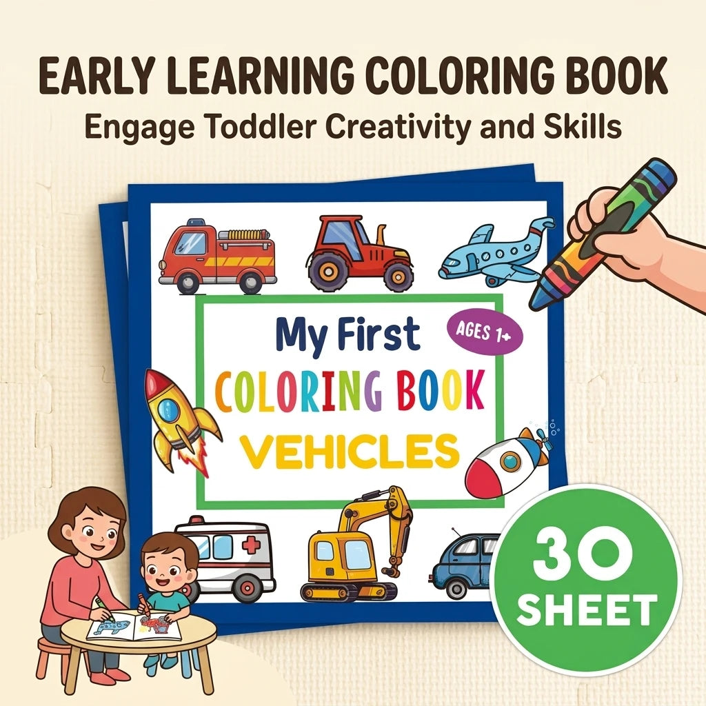 High Weight Paper Coloring Book For Kids Cartoon Vehicles Theme Thick No Bleed Sheets For Boys Girls