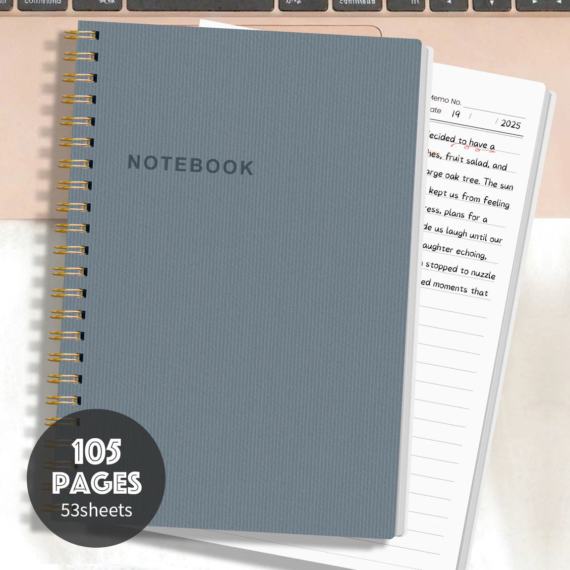 A5 Spiral Notebook Journal with Waterproof Hardcover, Thick Lined Paper & Transparent Protective Cover