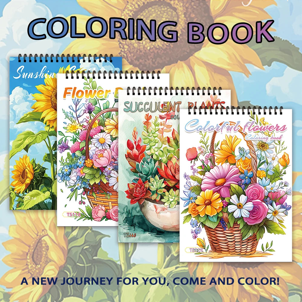 Adult coloring book - 30 Sheets Women's spiral coloring book, 11.2x 8.3 inches, drawing book, birthday gift, holiday party gift
