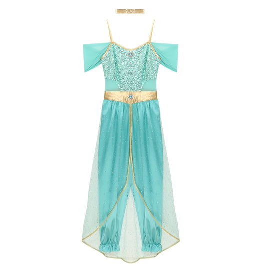 Festival Arabian Princess Costumes Indian Dance Embroider Bollywood Jasmines Costume Party Halloween Cosplay Jasmines Outfit