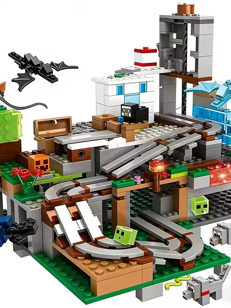 New Compatible World Block World Building Blocks Set with Trap Cave & Figures, Creative STEM Construction Toy Gift