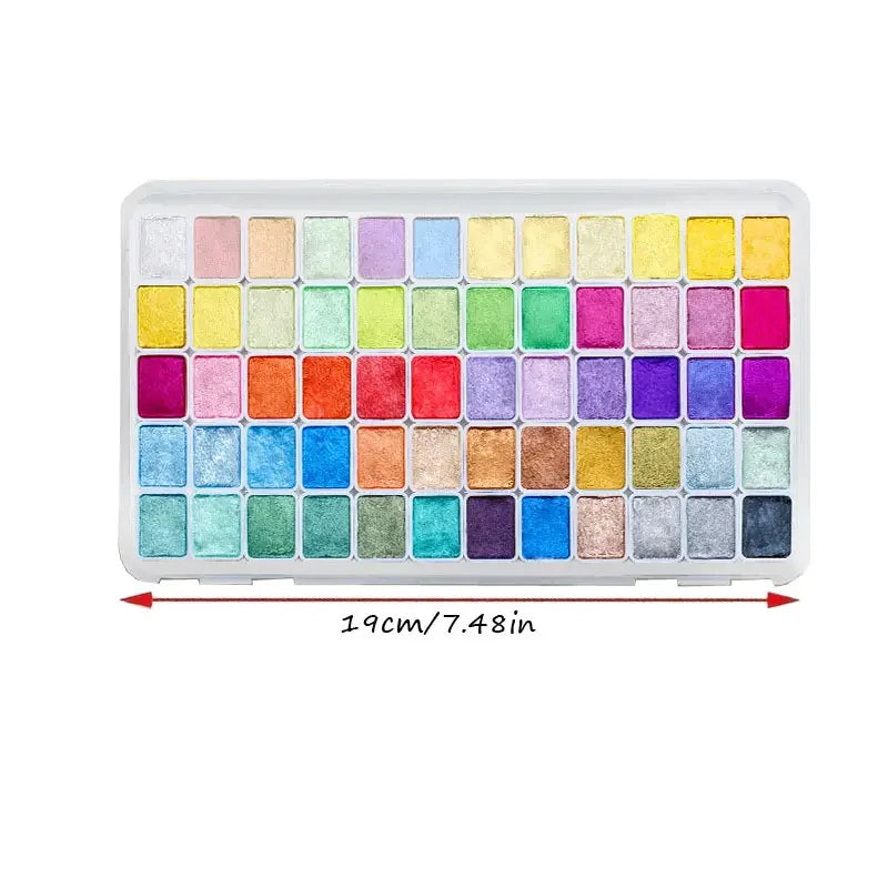 60-Color Metal Watercolor Painting Set, New Portable Box With Sparkling Pearl Solid Watercolor Painting, Art Supplies