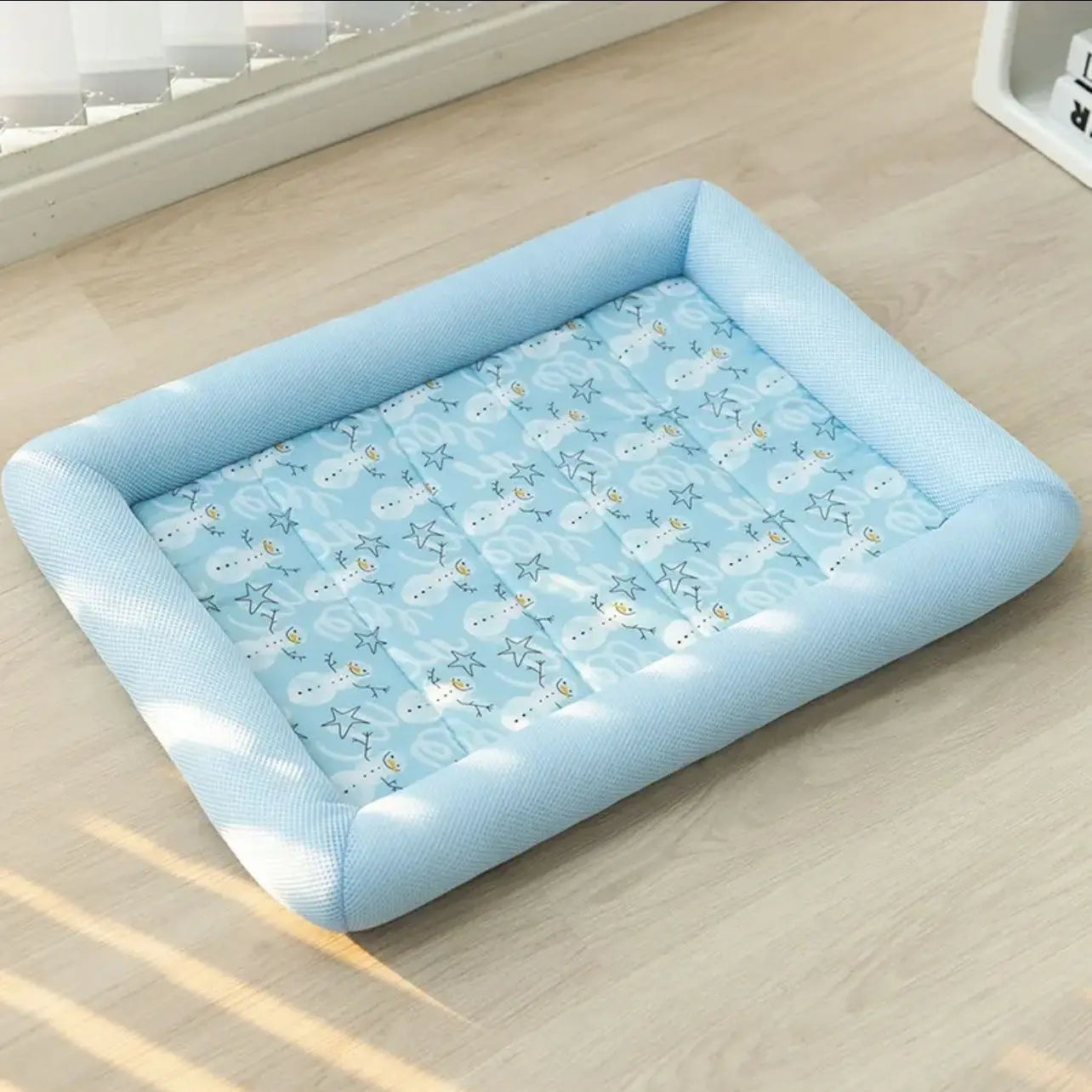 Summer Washable Pet Dog Bed, Square Cooling Puppy Bed, Neck-Protecting, Breathable Soft Dog Sleeping Pad, Summer Pet Supplies