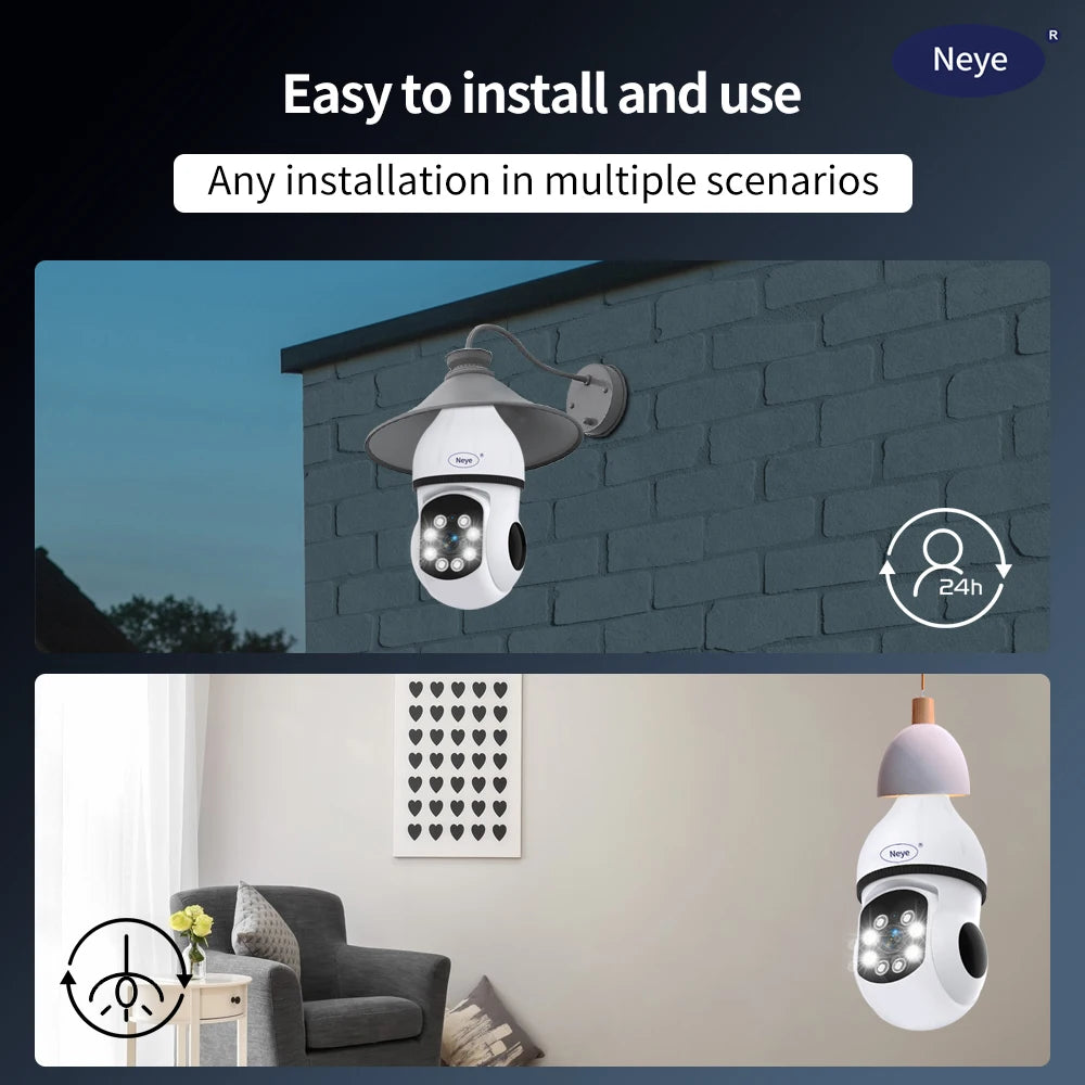 8MP 4K WiFi Home Light Bulb Camera Spotlight E27 Light Bulb Camera 360 degree Panoramic IP Camera Ai Motion Detection Security