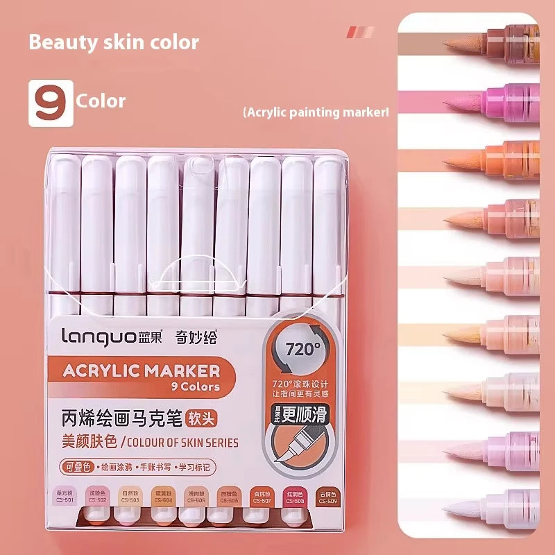 Acrylic Marker Set – Soft Brush Tip Paint Pens in Themed Colors, 9–45 Colors