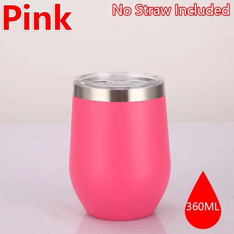 360ml Stainless Steel Eggshell Wine Tumbler Double Wall Vacuum Insulated Cup for Coffee Tea Office Home Travel