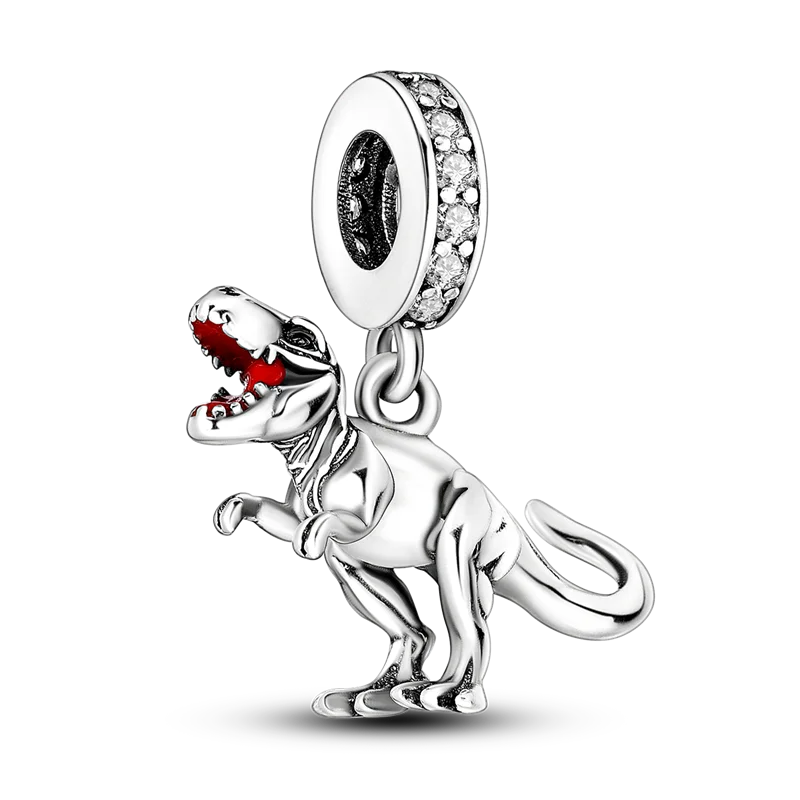 925 Silver elephant lion rhinoceros dinosaur Animal Charms Beads Fit 4MM hole diamet Bracelets Fine DIY Christmas Jewelry Gifts