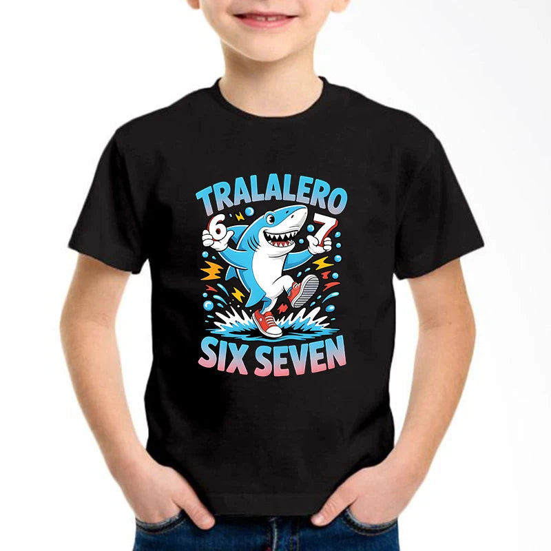 New Funny Six Seven Italian Brainrot 67 Number Graphic Print T-Shirt Boy/Girl Summer Short Sleeved Kids Comfortable Tshirt Top