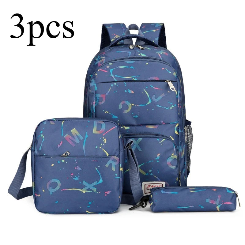 Fashion Cloth Students School Bag Large Capacity Casual Childrens Backpack Multifunctional Multilayer Solid Color Kids Backpack