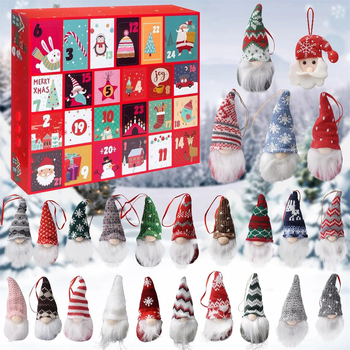3D Gnome Figurine Advent Calendar – 24 Daily Surprises Gift Box for Women