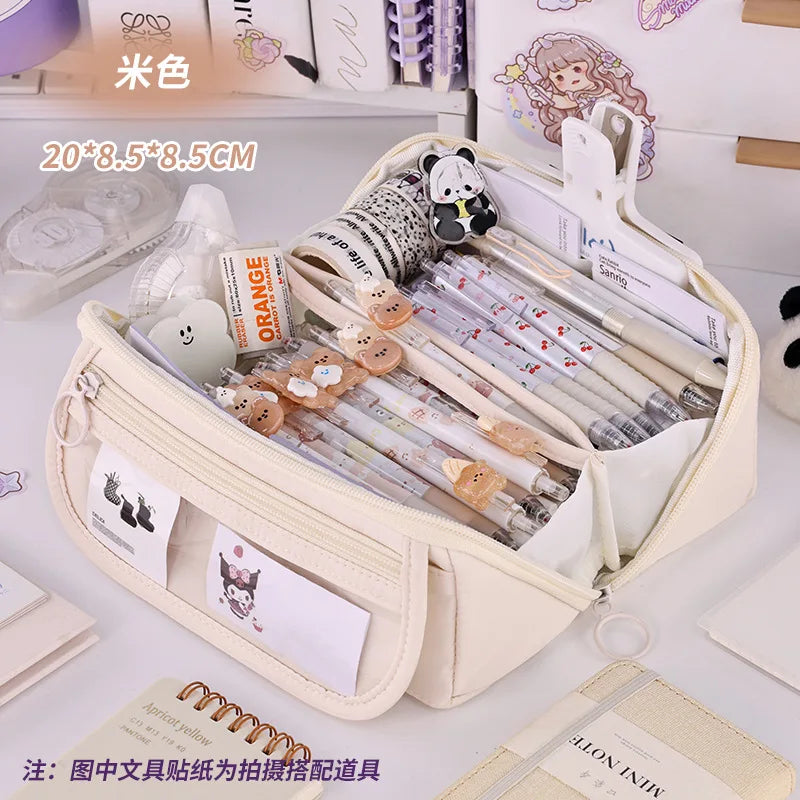 Large Capacity Pencil Case with Zipper - Portable Stationery Bag for Students, School & Office Supplies Storage