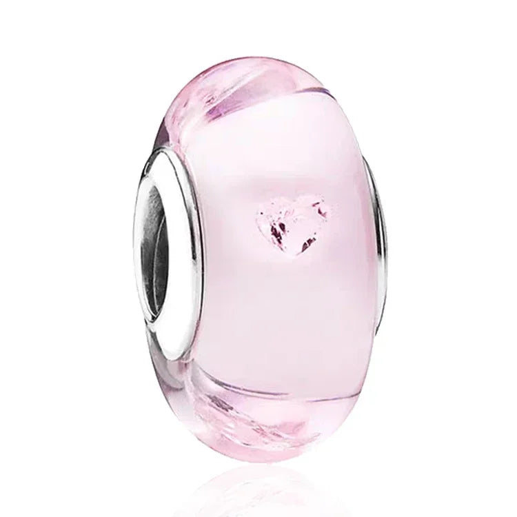 2025classic 925 Sterling Silver Colored Flower Leaf Cosmic Rainbow Murano Glass Charms Beads Fit DIY Bracelet Women Jewelry Gift